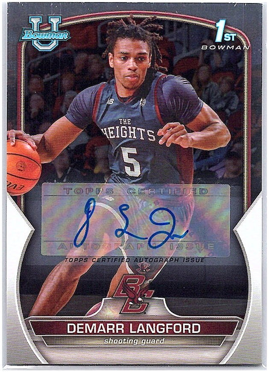 2022-23 Bowman University Chrome #53 Demarr Langford Chrome Prospect Autographs