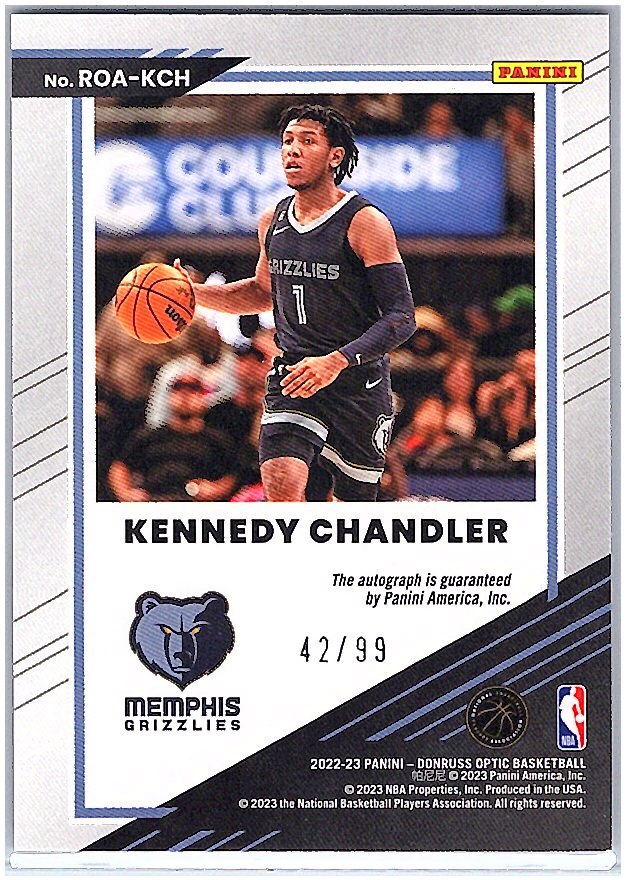 2022-23 Donruss Optic #ROA-KCH Kennedy Chandler Rookie Optics Autographs #/99