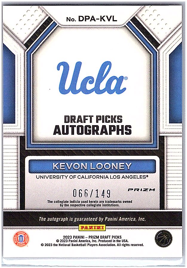 2023 Panini Prizm #DPA-KVL Kevon Looney Active Picks Autographs Red #/149