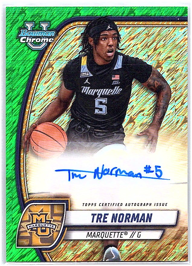 2024-25 Bowman Chrome #88 Tre Norman Prospects Autographs Green Shimmer