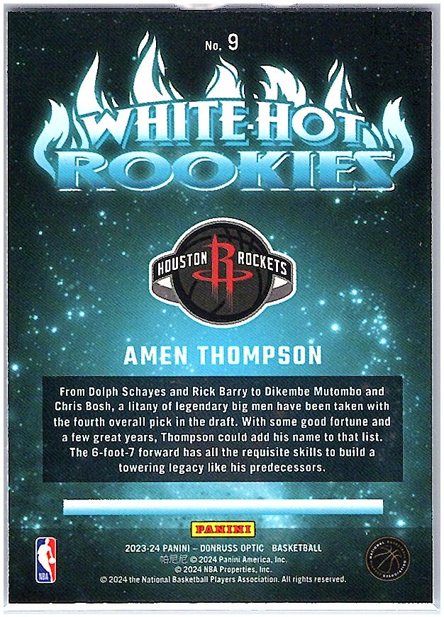 2023-24 Donruss Optic #9 Amen Thompson White Hot Rookies