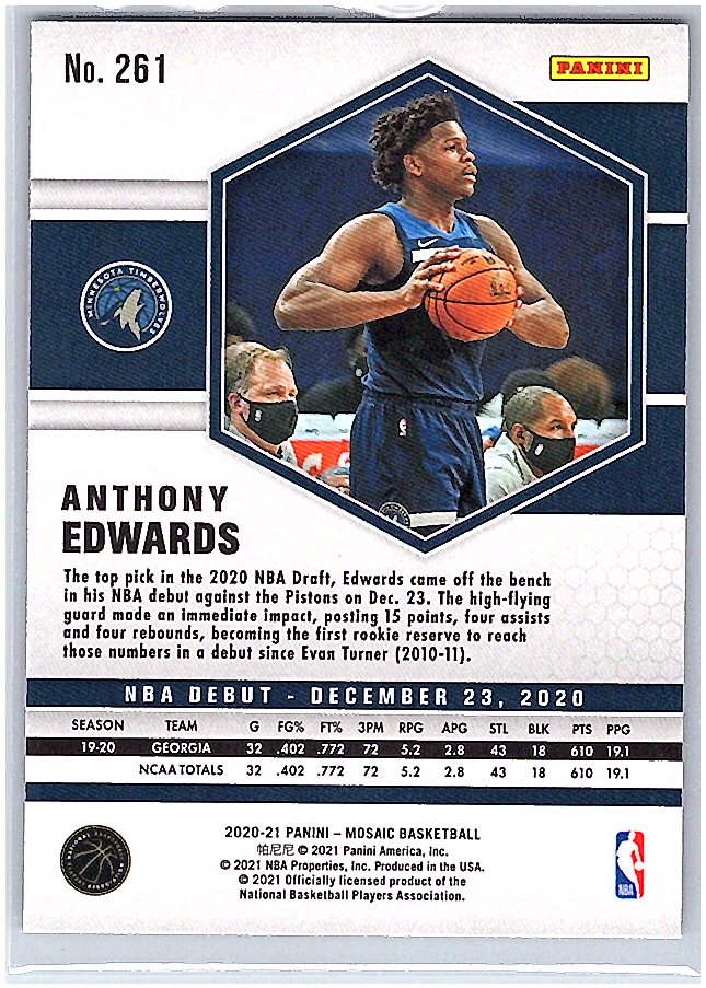 2020-21 Panini Mosaic #261 Anthony Edwards Mosaic