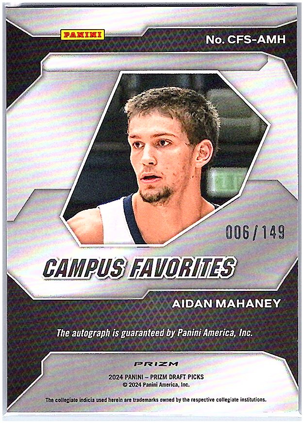 2024 Panini Prizm Active Picks Signatures Prizms Blue #CFS-AMH Aidan Mahaney