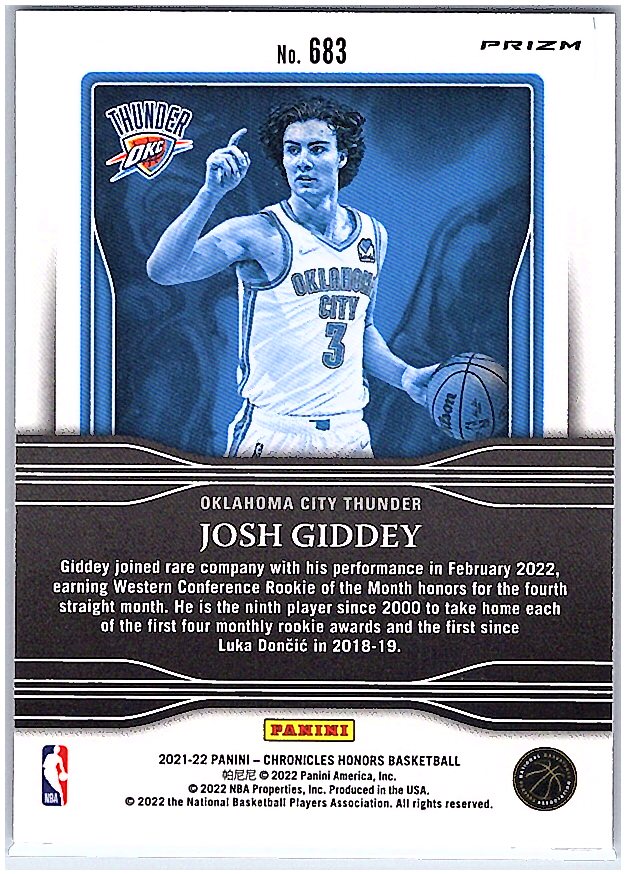 2021-22 Panini Chronicles #683 Josh Giddey