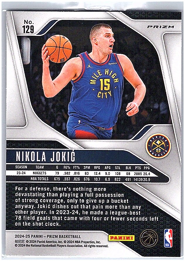 2024-25 Panini Prizm #129 Nikola Jokic Prizms Ice