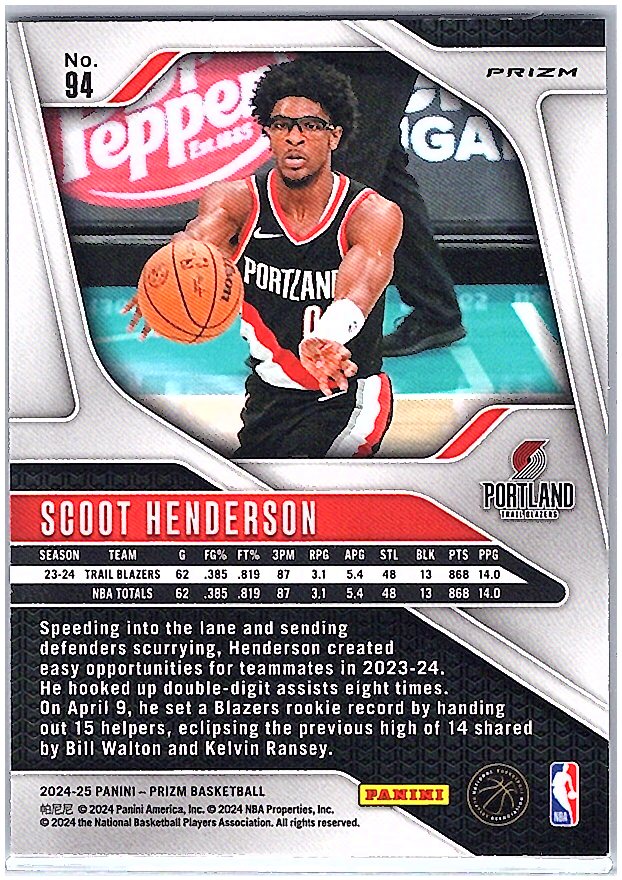 2024-25 Panini Prizm #94 Scoot Henderson Prizms Ice