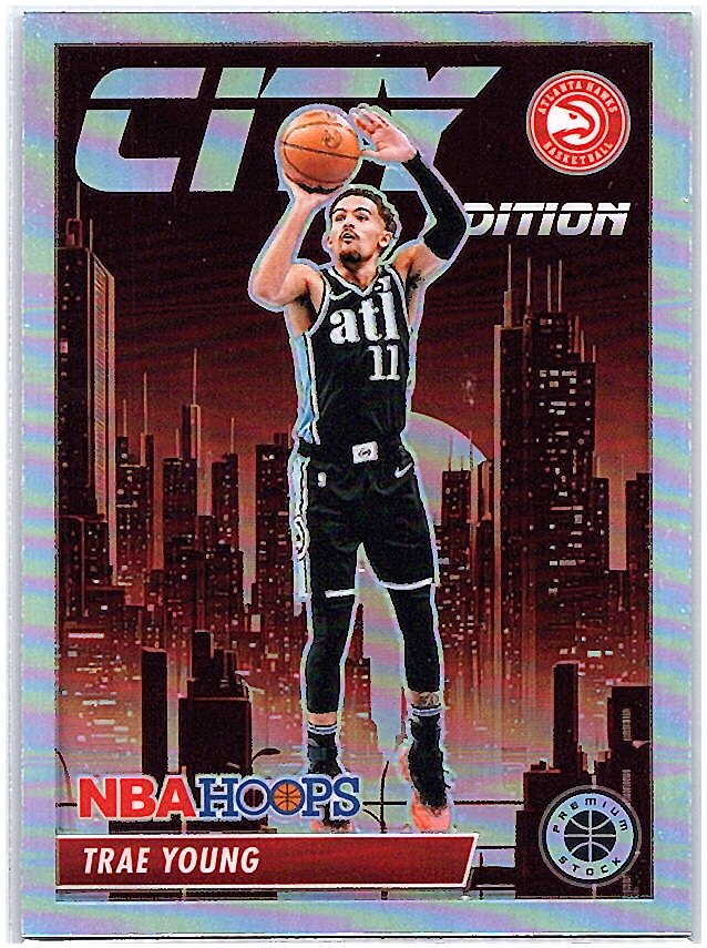 2023-24 Hoops Premium Stock #28 Trae Young City Edition Premium