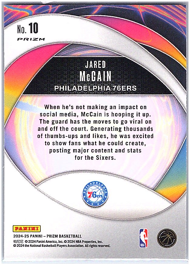 2024-25 Panini Prizm #10 Jared McCain Instant Impact Prizms Silver