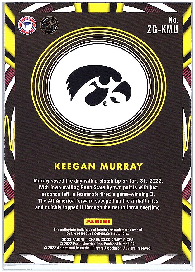 2022 Panini Chronicles Active Picks #ZG-KMU Keegan Murray Gamma Rays Pink