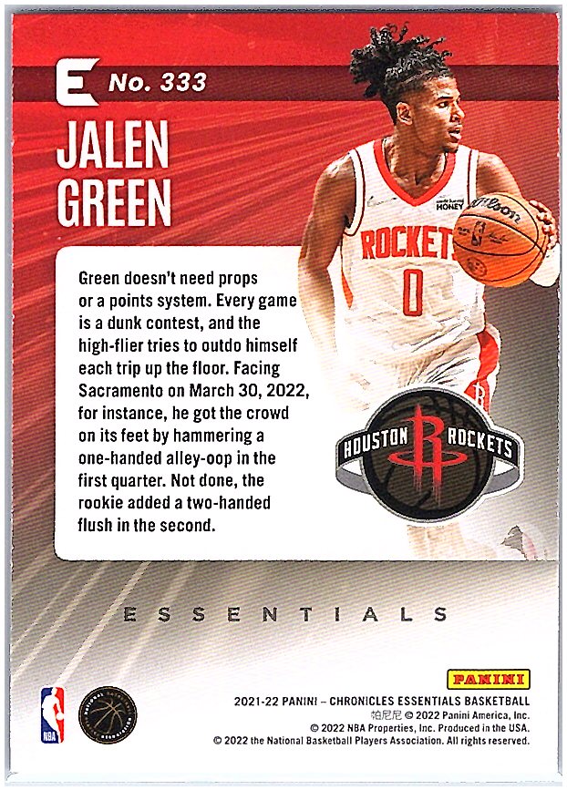 2021-22 Panini Chronicles #333 Jalen Green Bronze