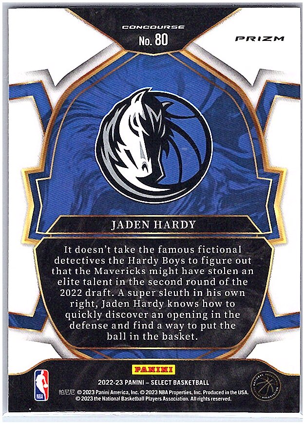 2022-23 Panini Select #80 Jaden Hardy Red Cracked Ice Prizms