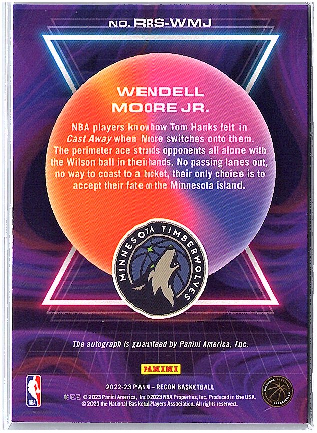 2022-23 Panini Recon #RRS-WMJ Wendell Moore Jr. Rookie Recon Signatures #/125