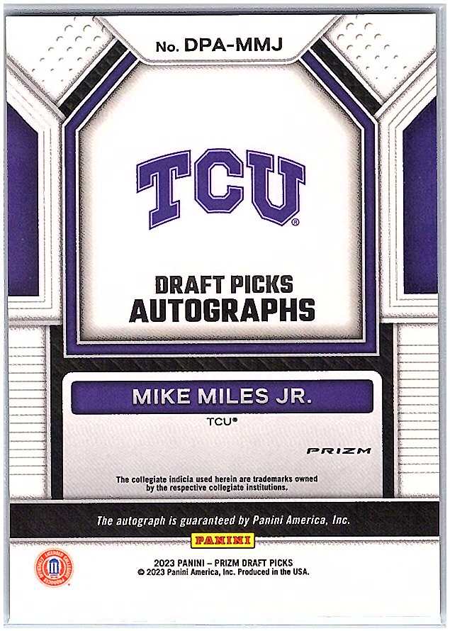 2023 Panini Prizm #DPA-MMJ Mike Miles Jr. Draft Picks Autographs Green