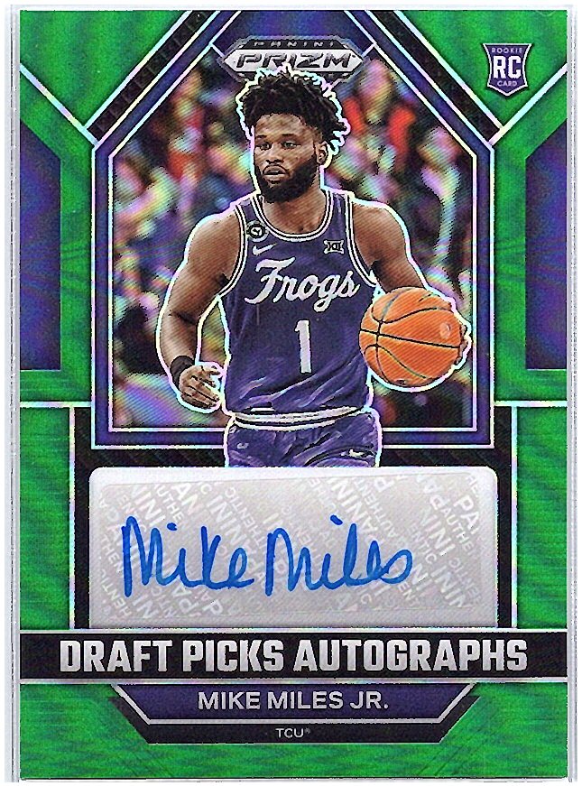 2023 Panini Prizm #DPA-MMJ Mike Miles Jr. Draft Picks Autographs Green
