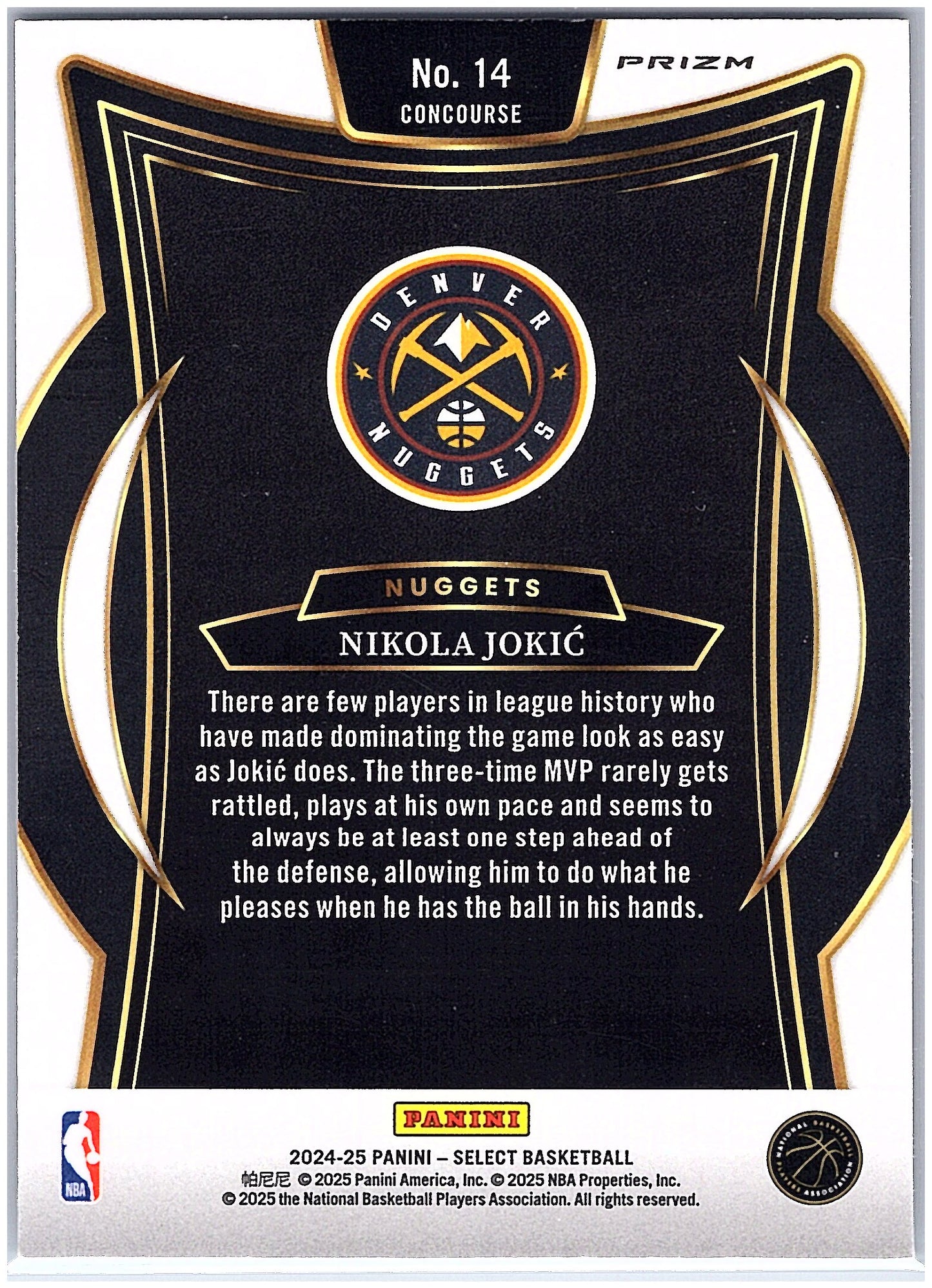 2024-25 Panini Select #14 Nikola Jokic Tectonic Prizm