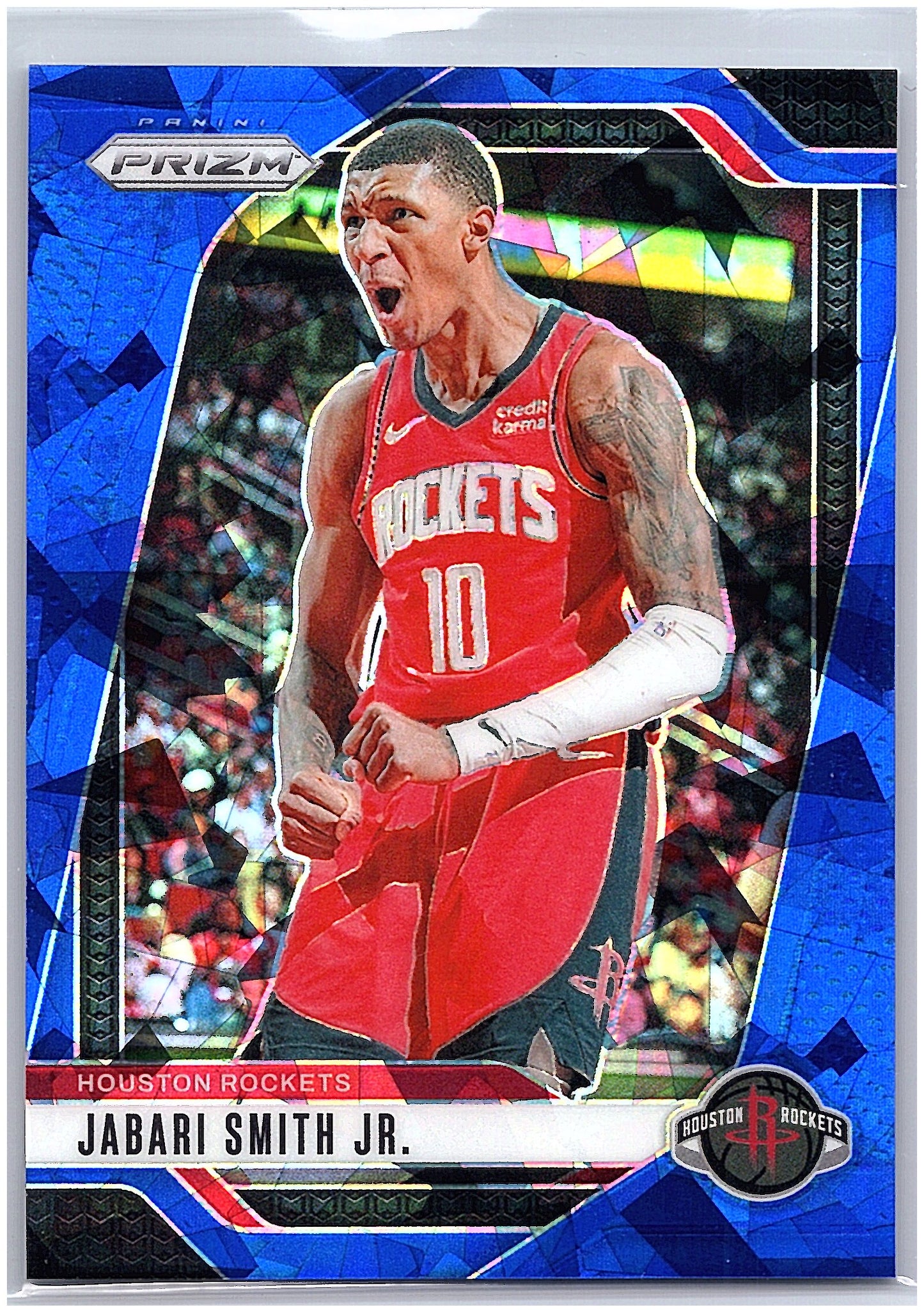 2024-25 Panini Prizm #77 Jabari Smith Jr. Prizms Blue Ice #/125