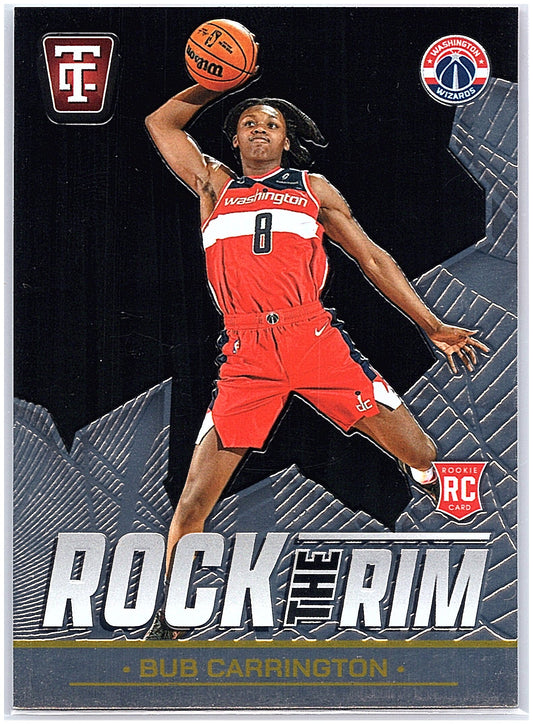 2024-25 Panini TC #23 Bub Carrington Rock the Rim Mirror Neon Orange