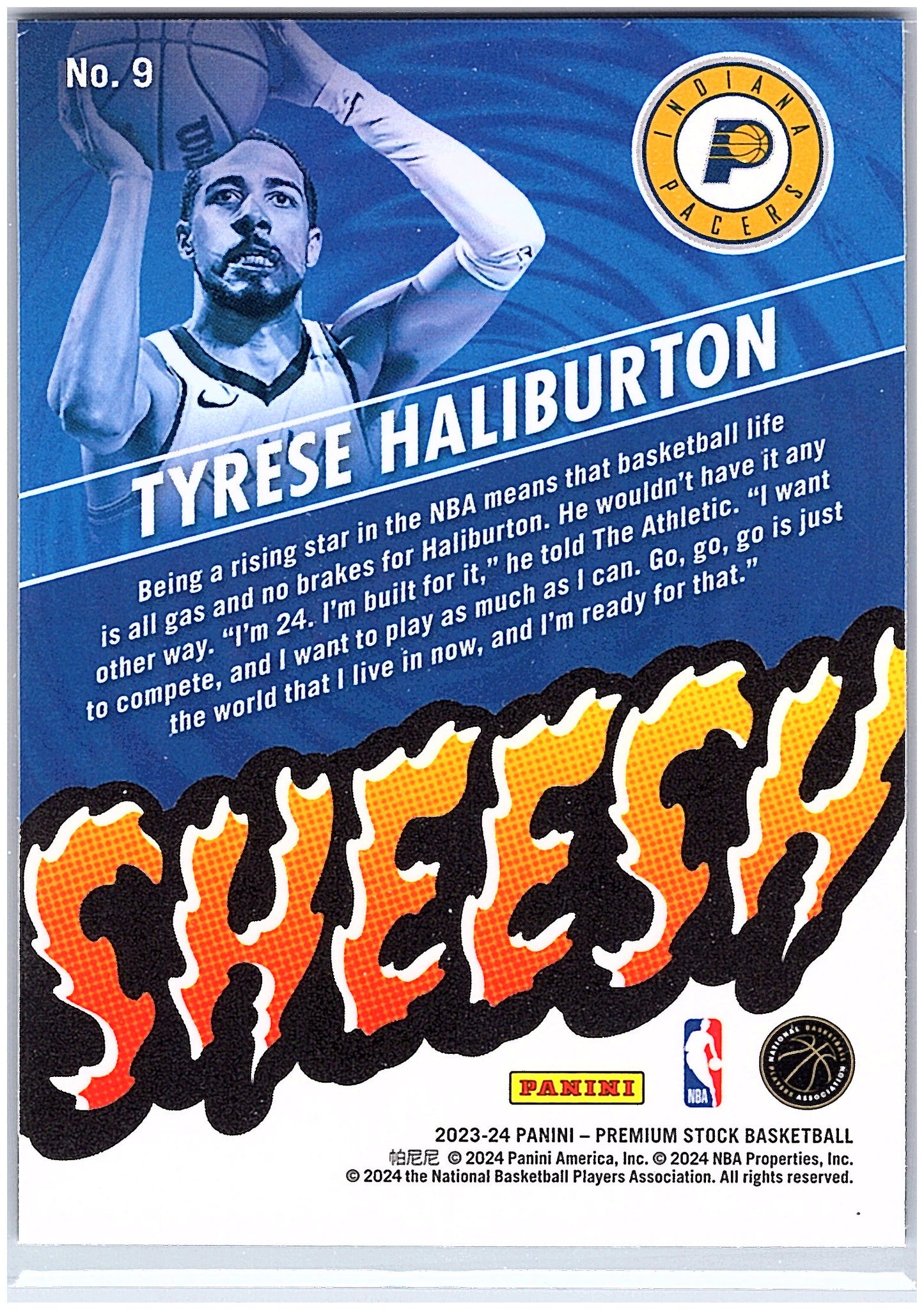 2023-24 Hoops Premium Stock #9 Tyrese Haliburton Sheesh