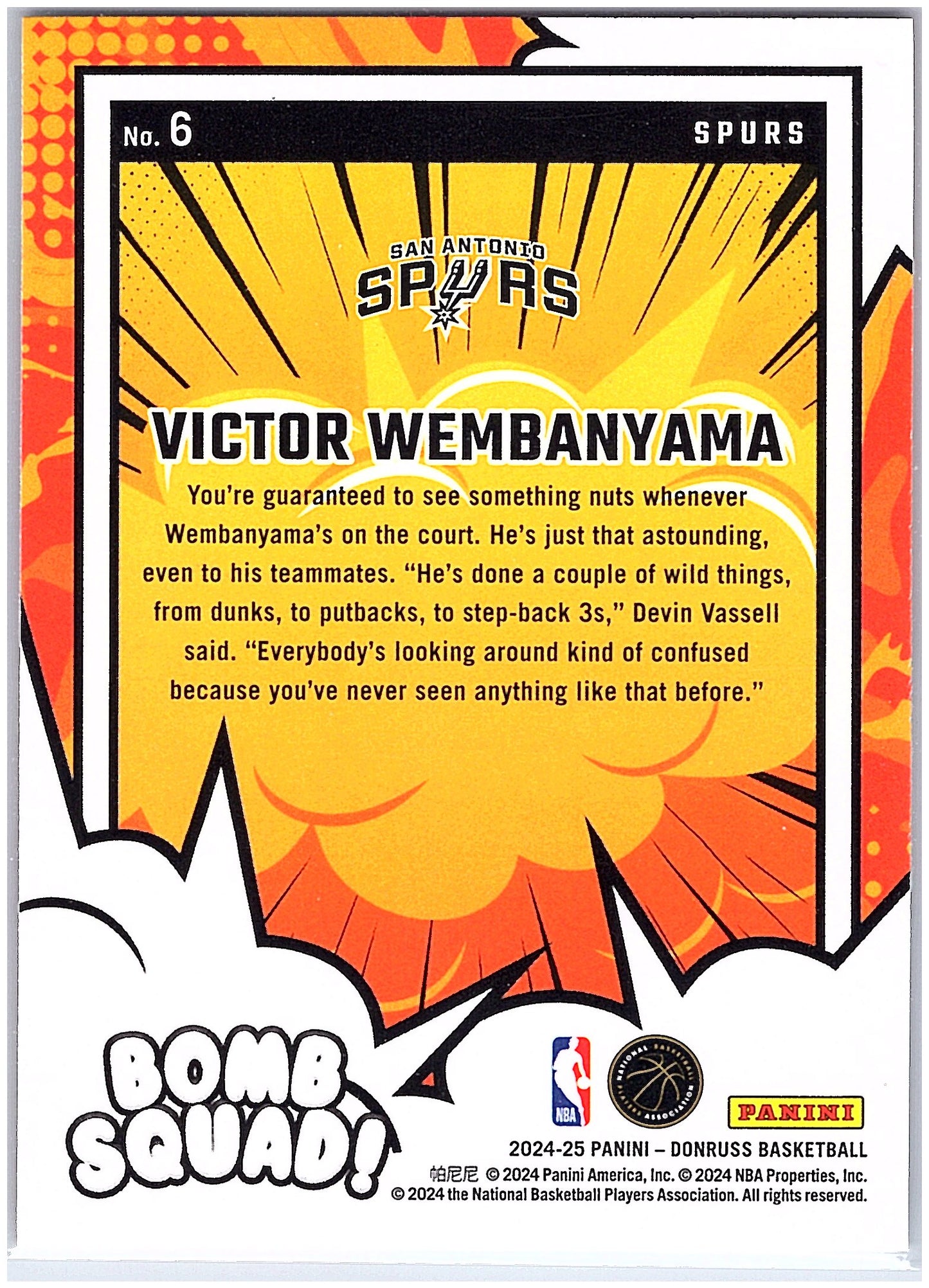 2024-25 Donruss #6 Victor Wembanyama Bomb Squad