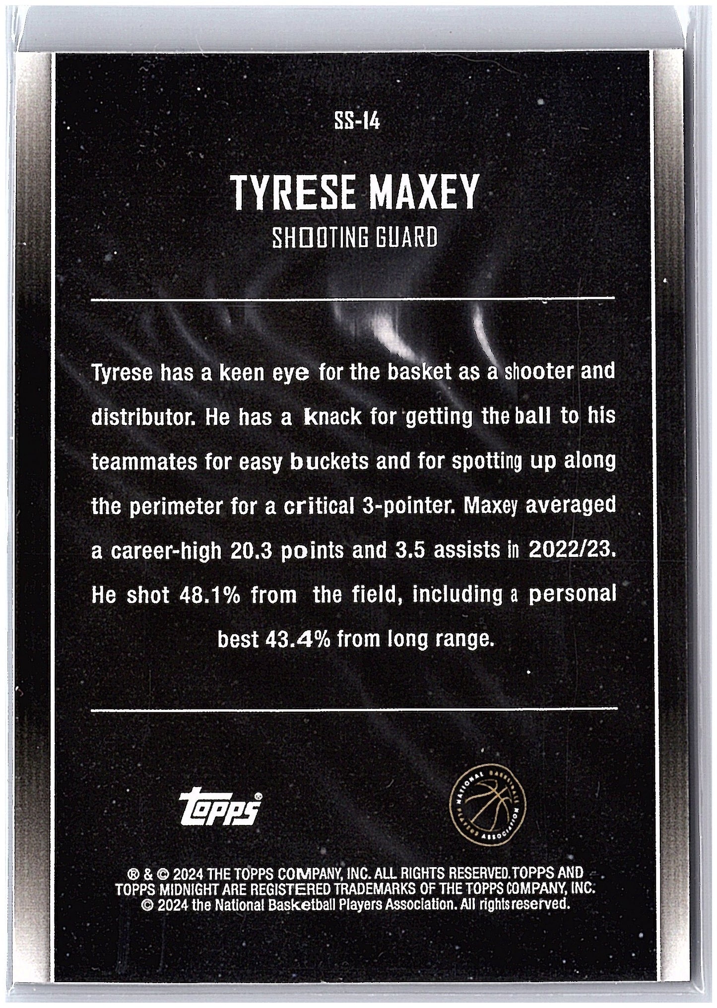 2023-24 Topps Midnight #SS-14 Tyrese Maxey Star Studded Dusk #/75