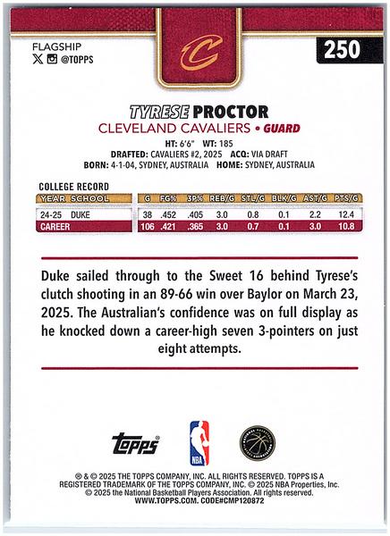 2025-26 Topps #250 Tyrese Proctor Gold #/2025