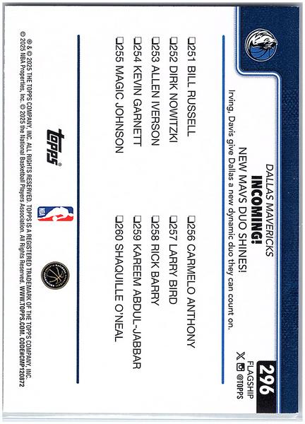 2025-26 Topps #296 Incoming!: New Mavs Duo Shines! Gold #/2025