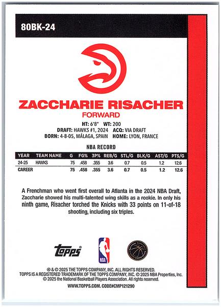 2025-26 Topps #80BK-24 Zaccharie Risacher 1980-81 Topps Basketball