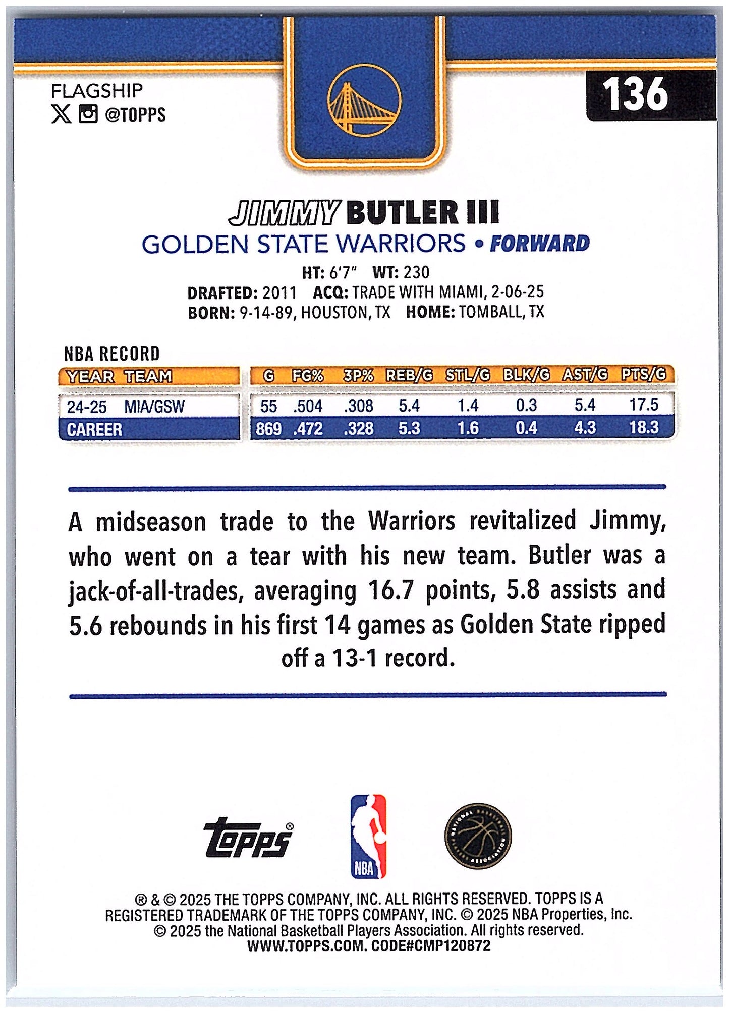 2025-26 Topps #136 Jimmy Butler III Holo Foil