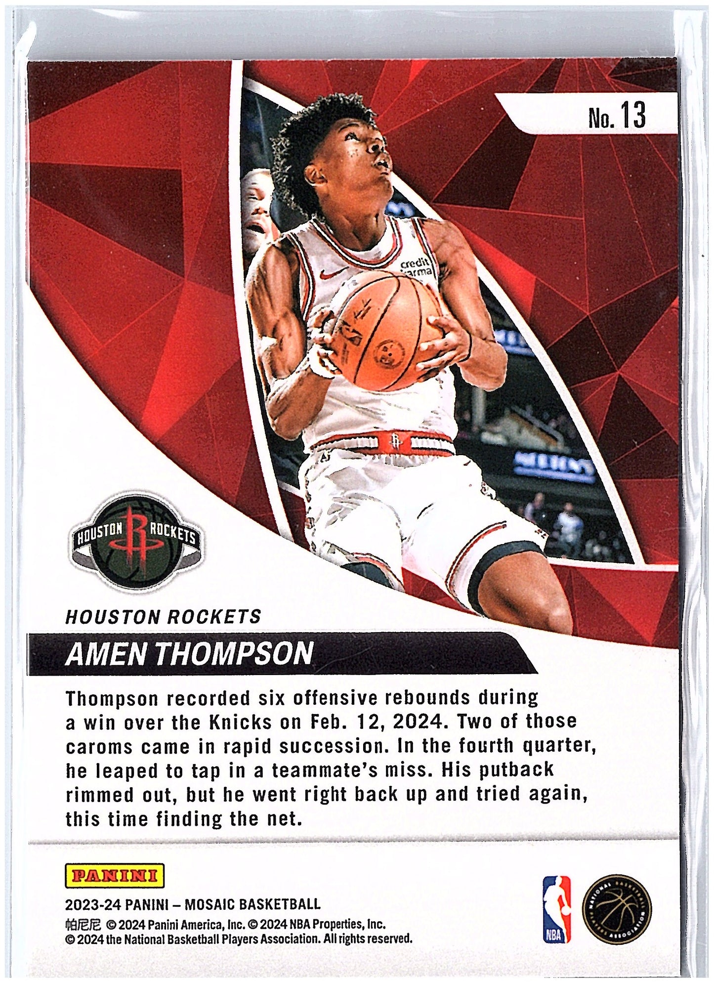 2023-24 Panini Mosaic #13 Amen Thompson Elevate