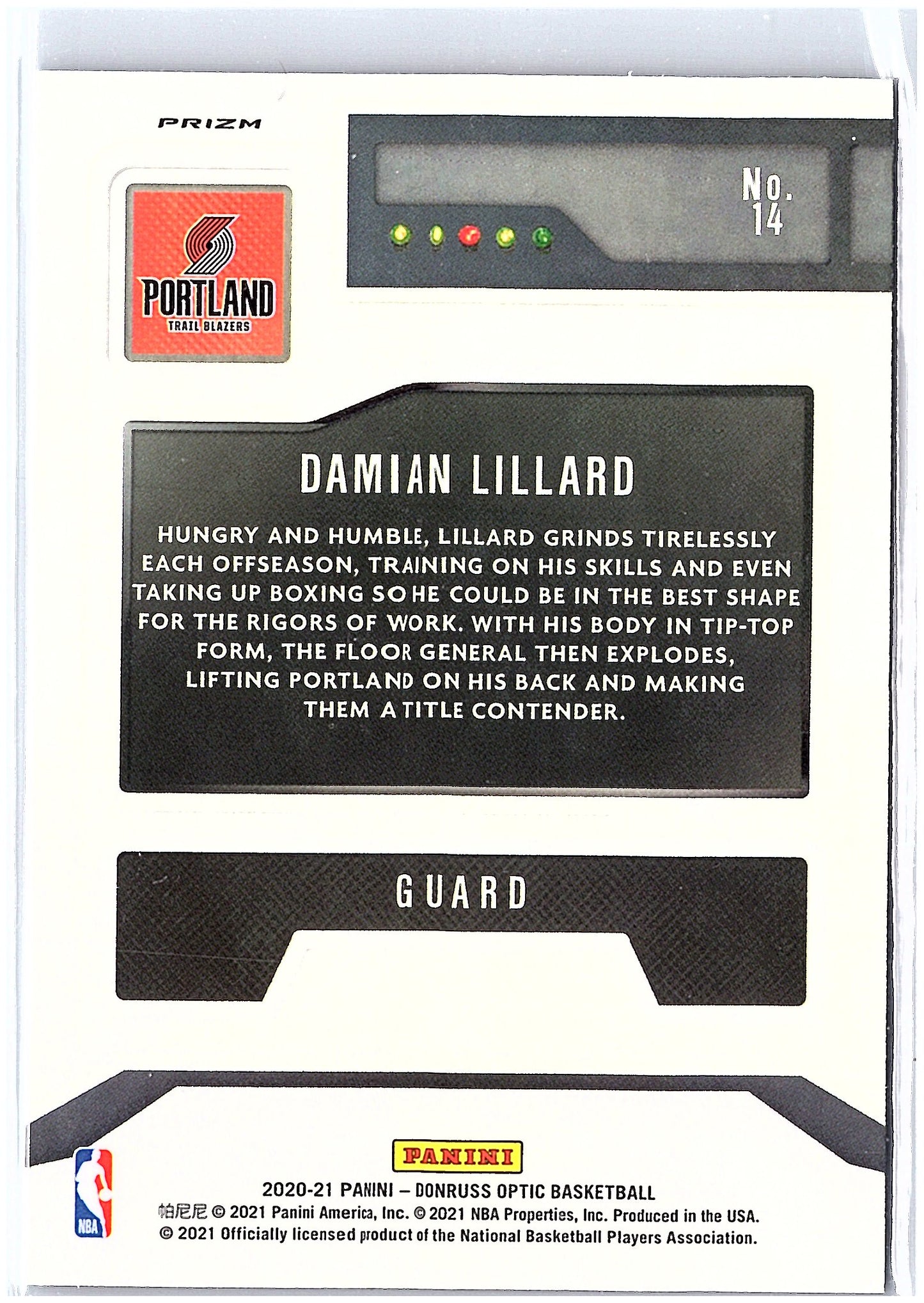 2020-21 Donruss Optic #14 Damian Lillard T-Minus 3...2...1 Purple