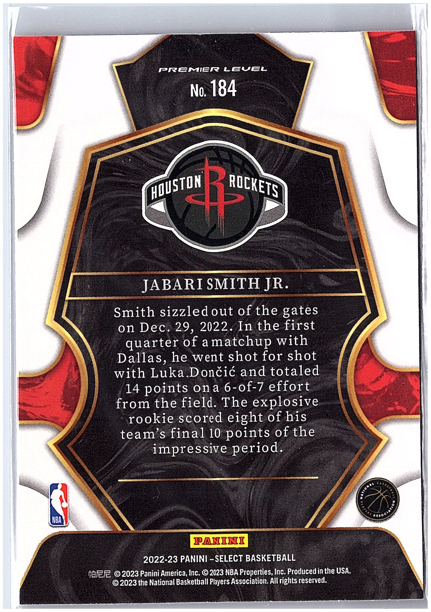 2022-23 Panini Select #184 Jabari Smith Jr. Blue (Retail Base)