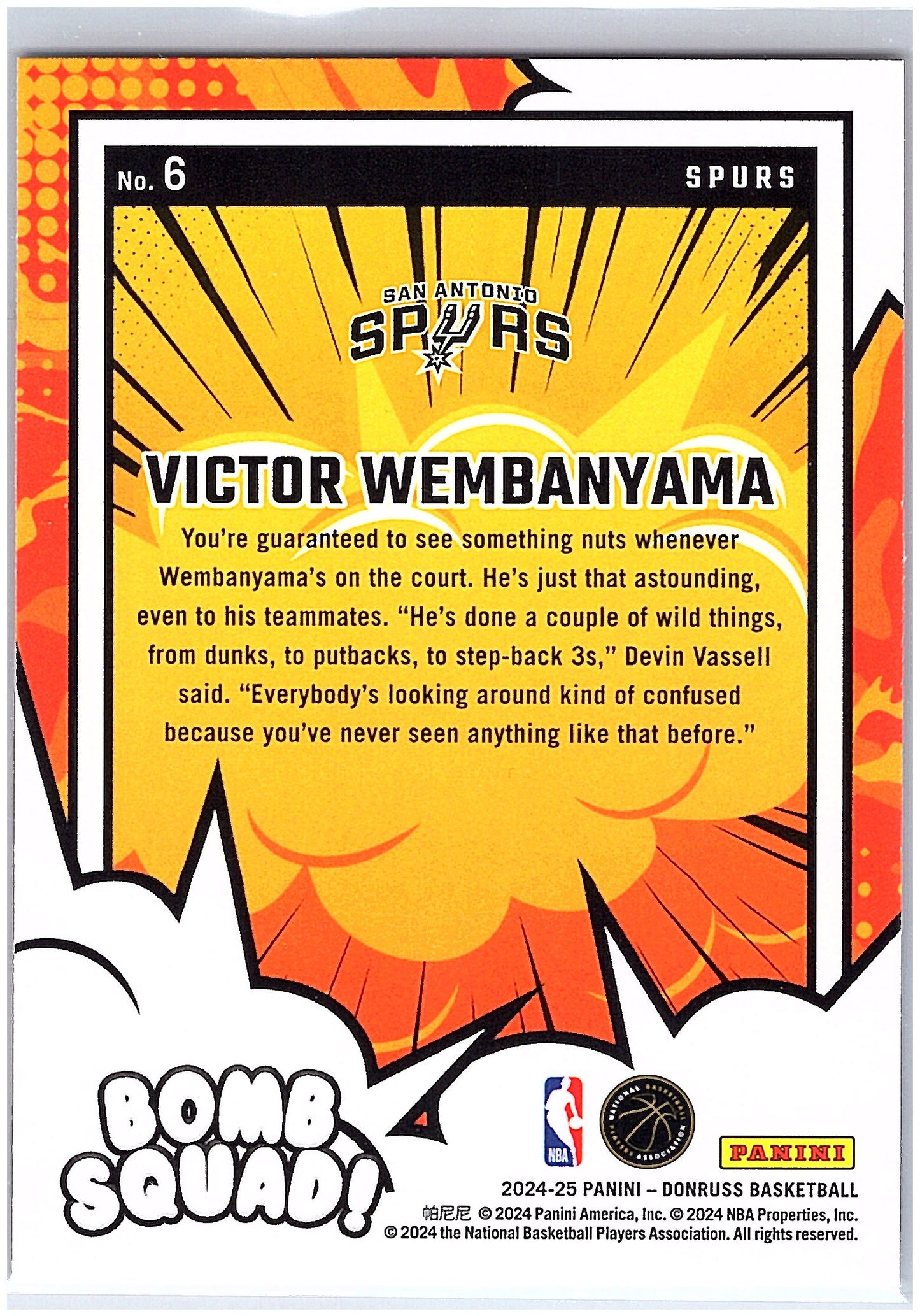 2024-25 Donruss #6 Victor Wembanyama Bomb Squad