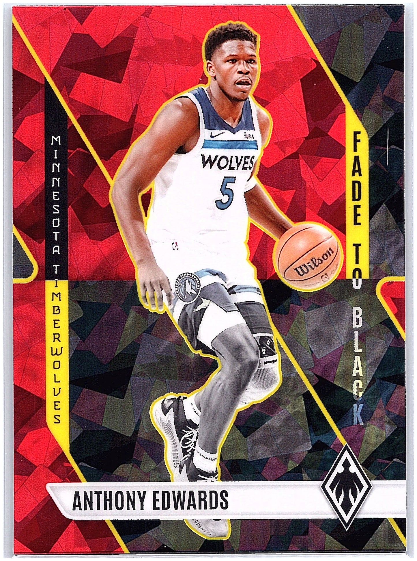 2023-24 Panini Phoenix #19 Anthony Edwards Fade To Black Phoenix Red Ice