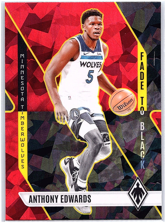 2023-24 Panini Phoenix #19 Anthony Edwards Fade To Black Phoenix Red Ice