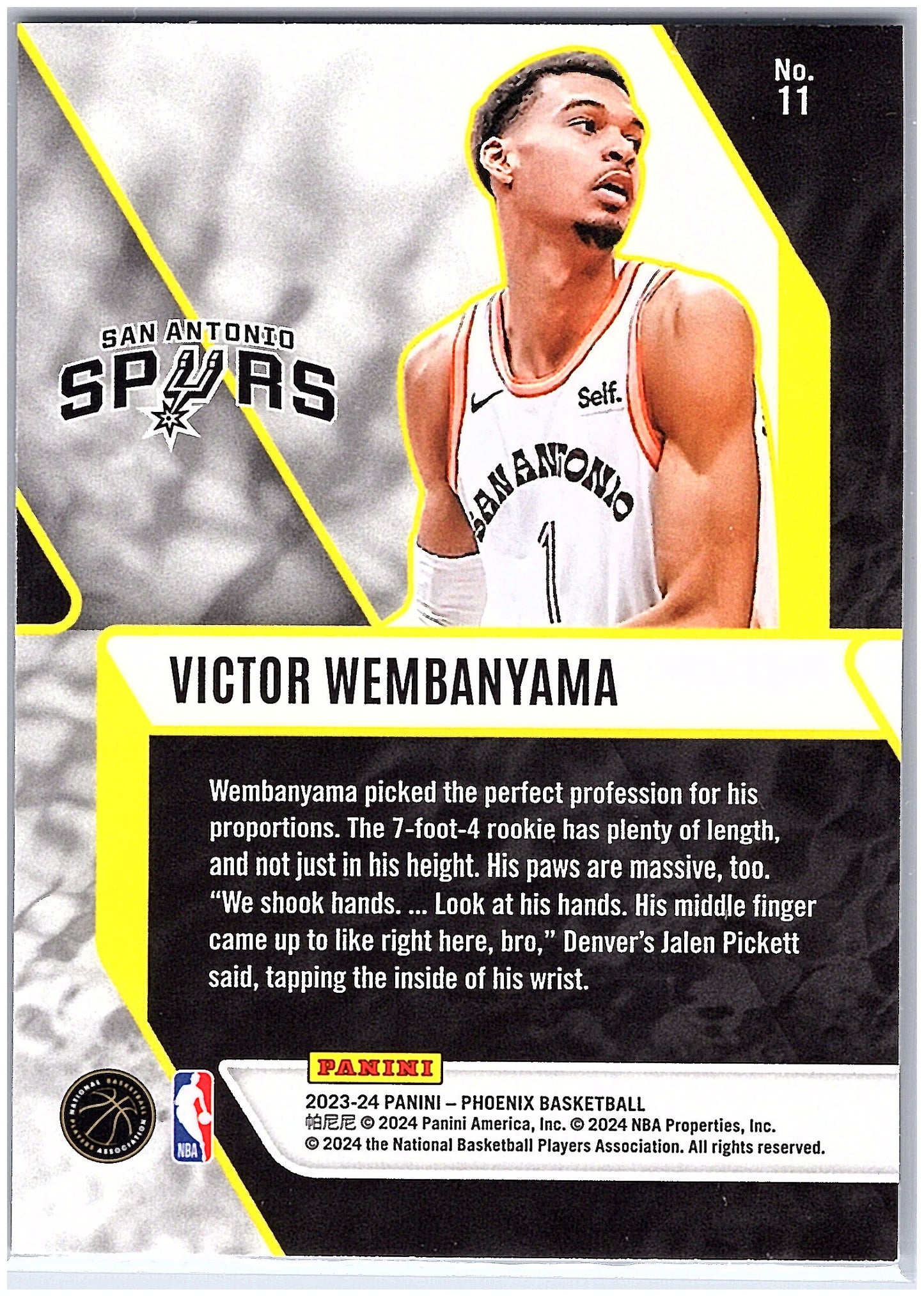 2023-24 Panini Phoenix #11 Victor Wembanyama Fade To Black Silver