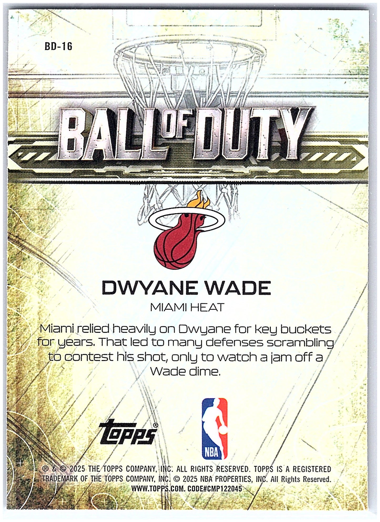 2025-26 Topps Chrome #BD-16 Dwyane Wade Ball of Duty