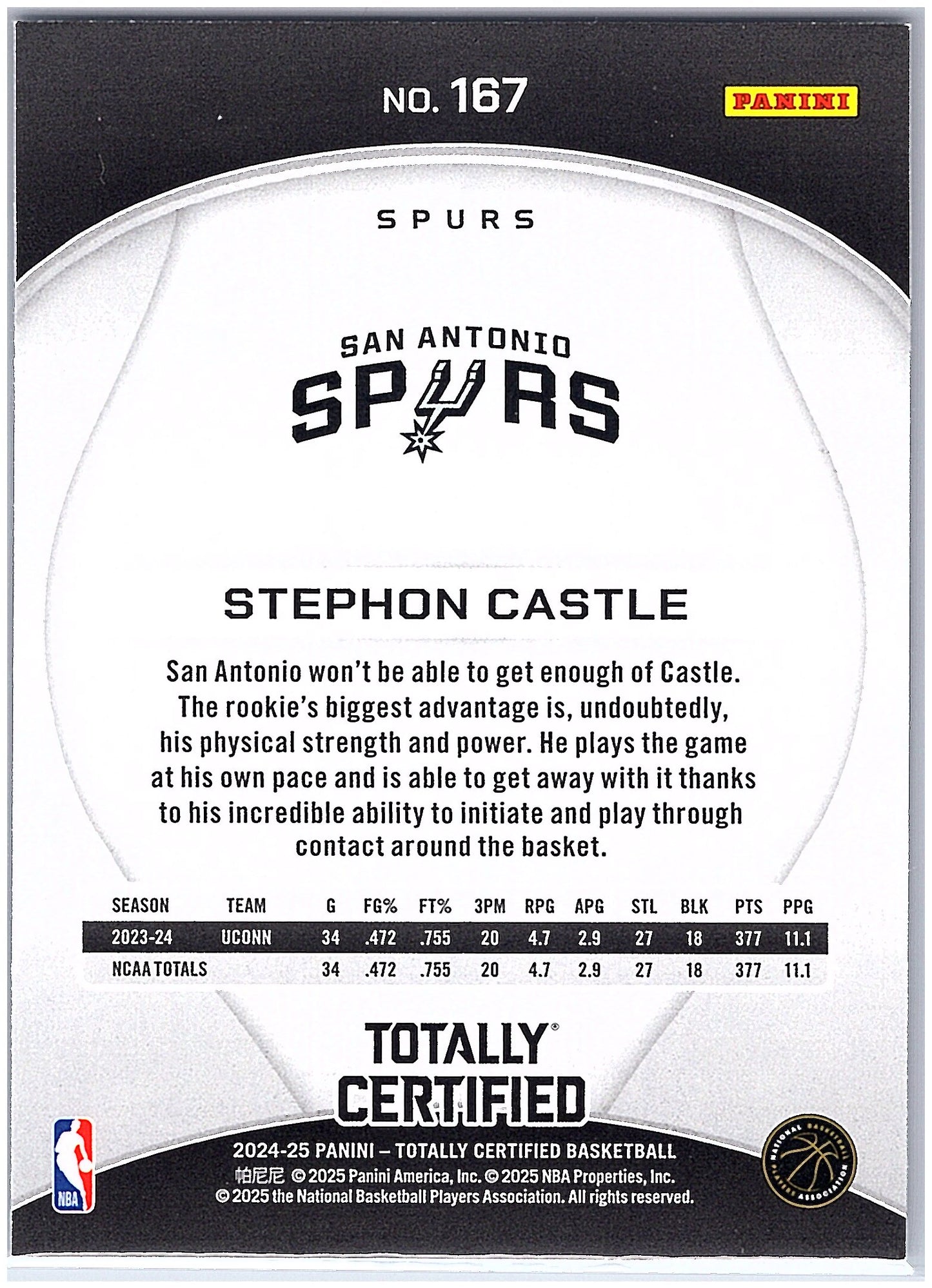 2024-25 Panini Totally Certified #167 Stephon Castle Mirror