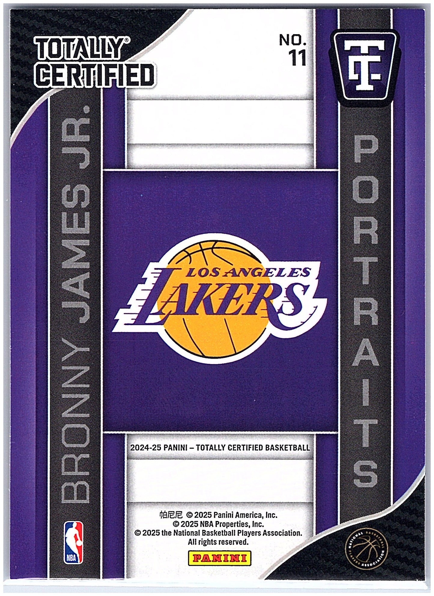 2024-25 Panini Totally Certified #11 Bronny James Jr. Portraits Mirror