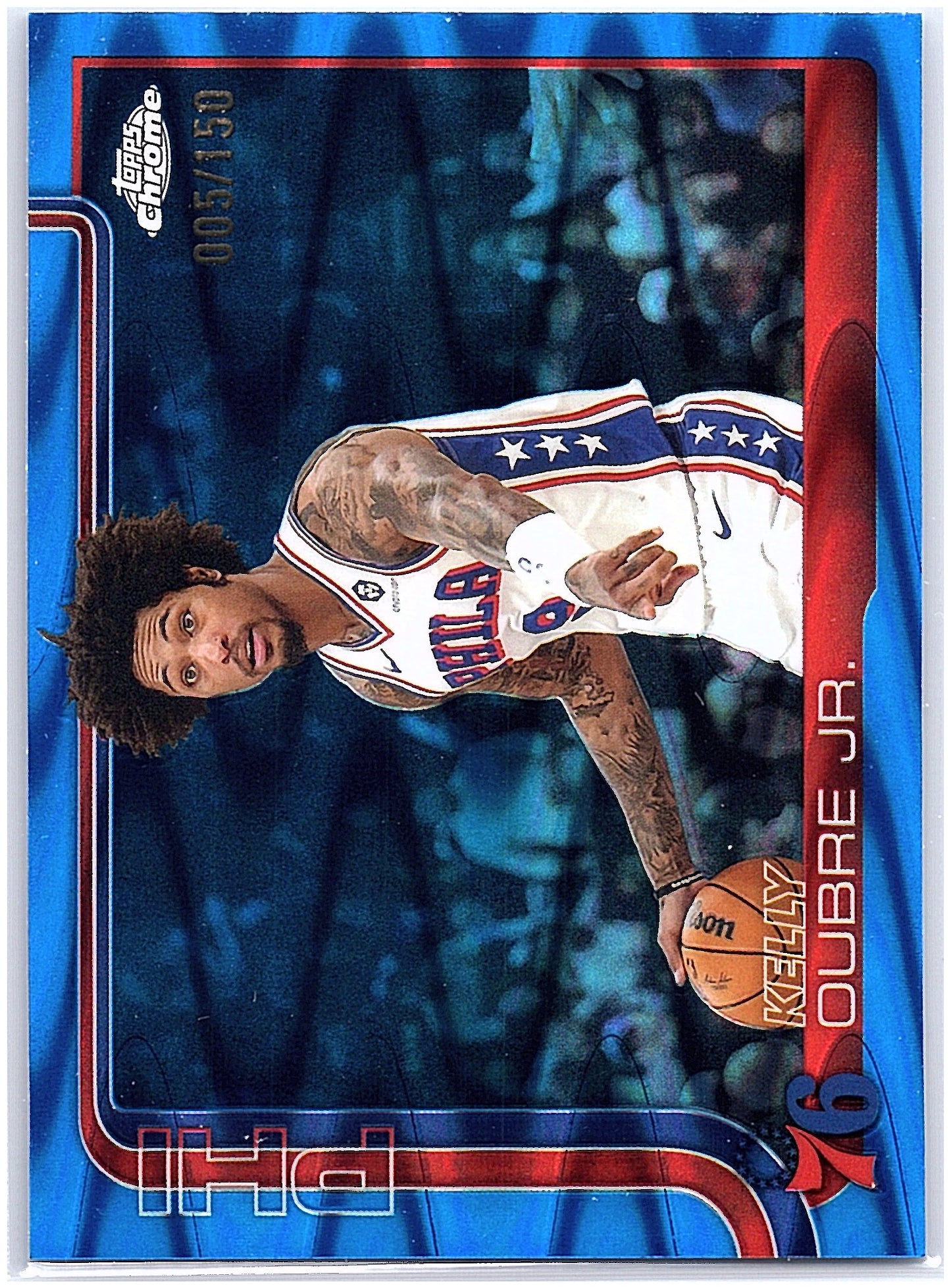 2025-26 Topps Chrome #114 Kelly Oubre Jr. Blue Wave Refractor #/150