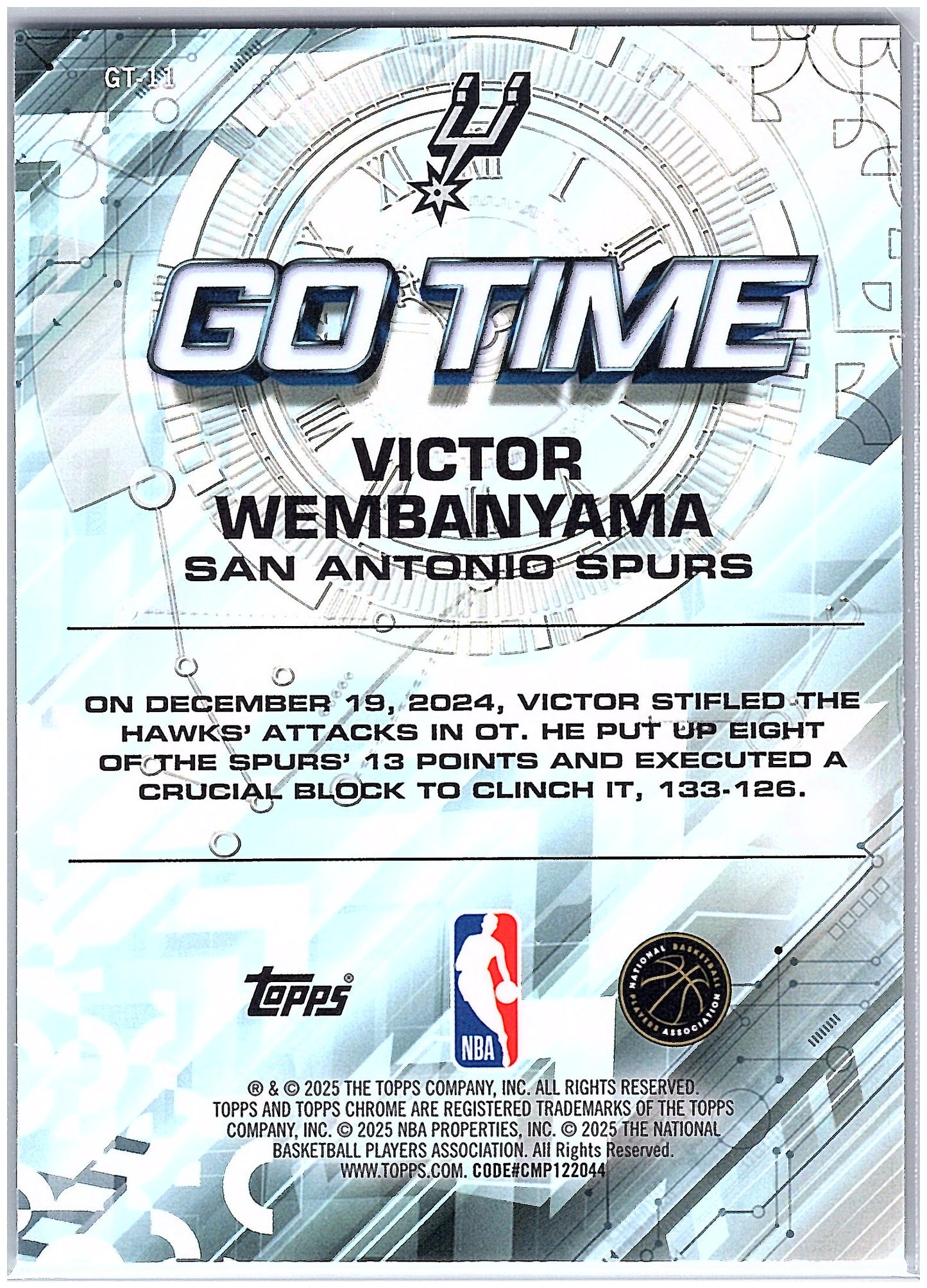 2025-26 Topps Chrome #GT-11 Victor Wembanyama Go Time Teal Refractor #/299