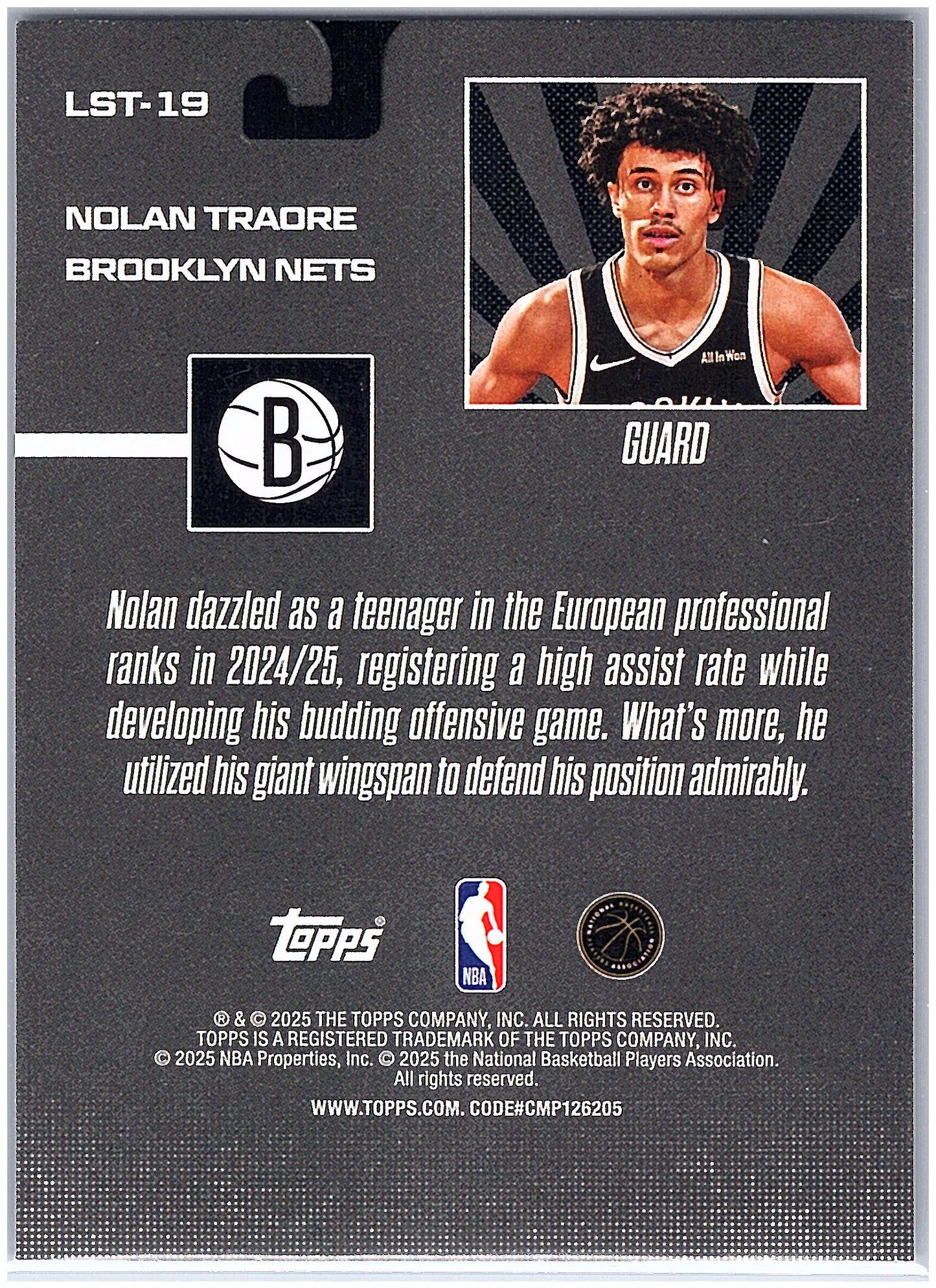 2025-26 Topps #LST-19 Nolan Traore Limited Stock Legends