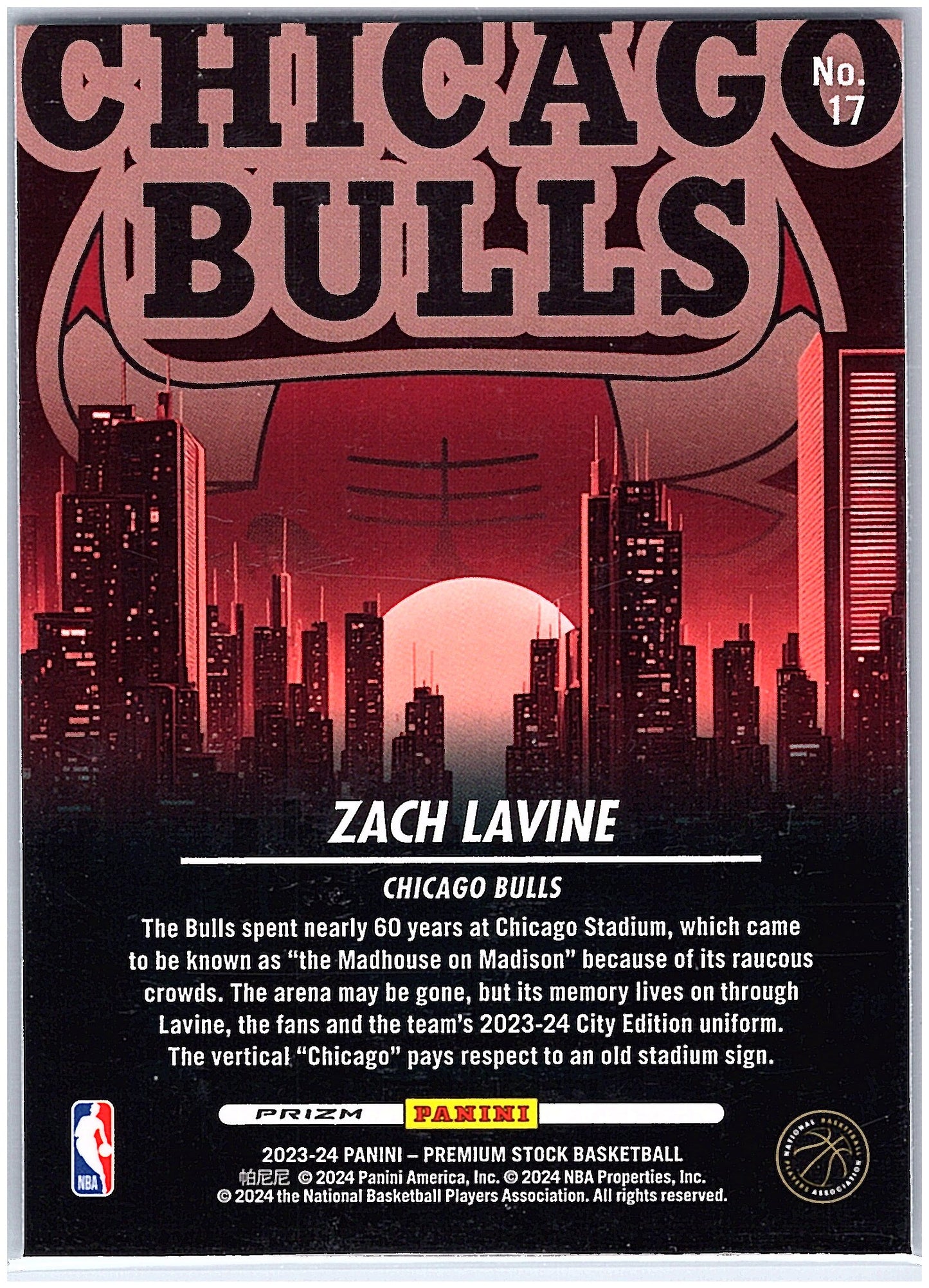 2023-24 Hoops Premium Stock #17 Zach LaVine City Edition Silver Prizm