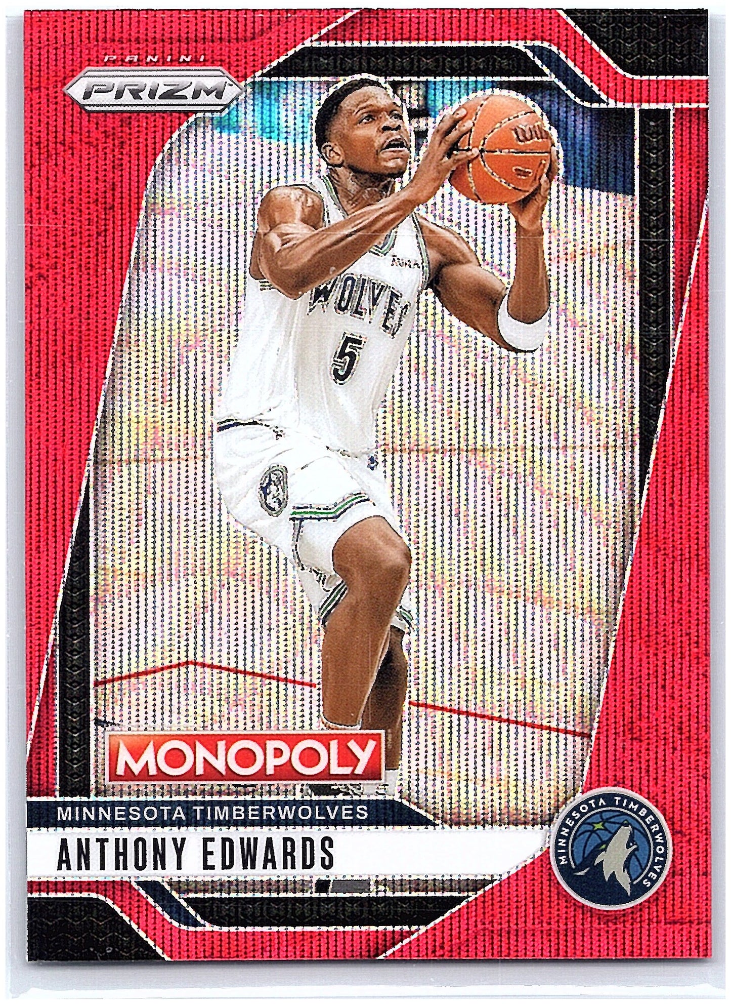 2024-25 Panini Prizm Monopoly #88 Anthony Edwards Red Wave Prizms