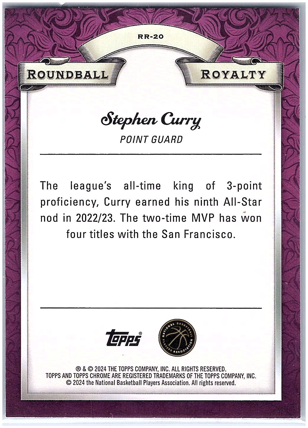 2023-24 Topps Chrome #RR-20 Stephen Curry Roundball Royalty