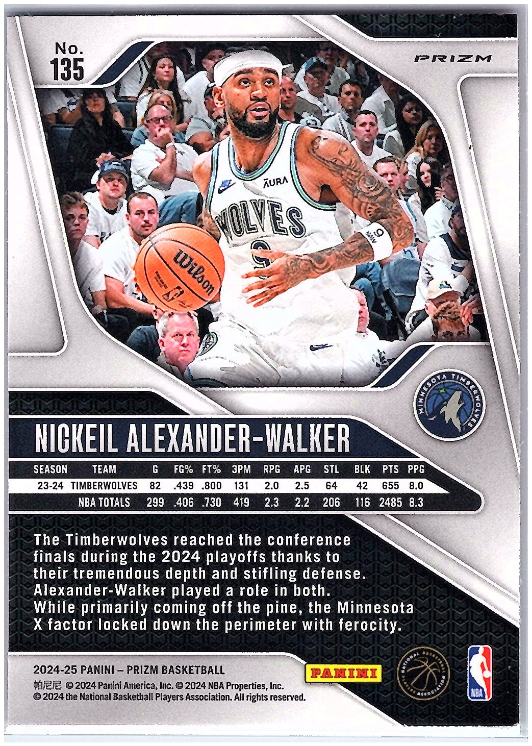 2024-25 Panini Prizm #135 Nickeil Alexander-Walker Prizms Orange Ice