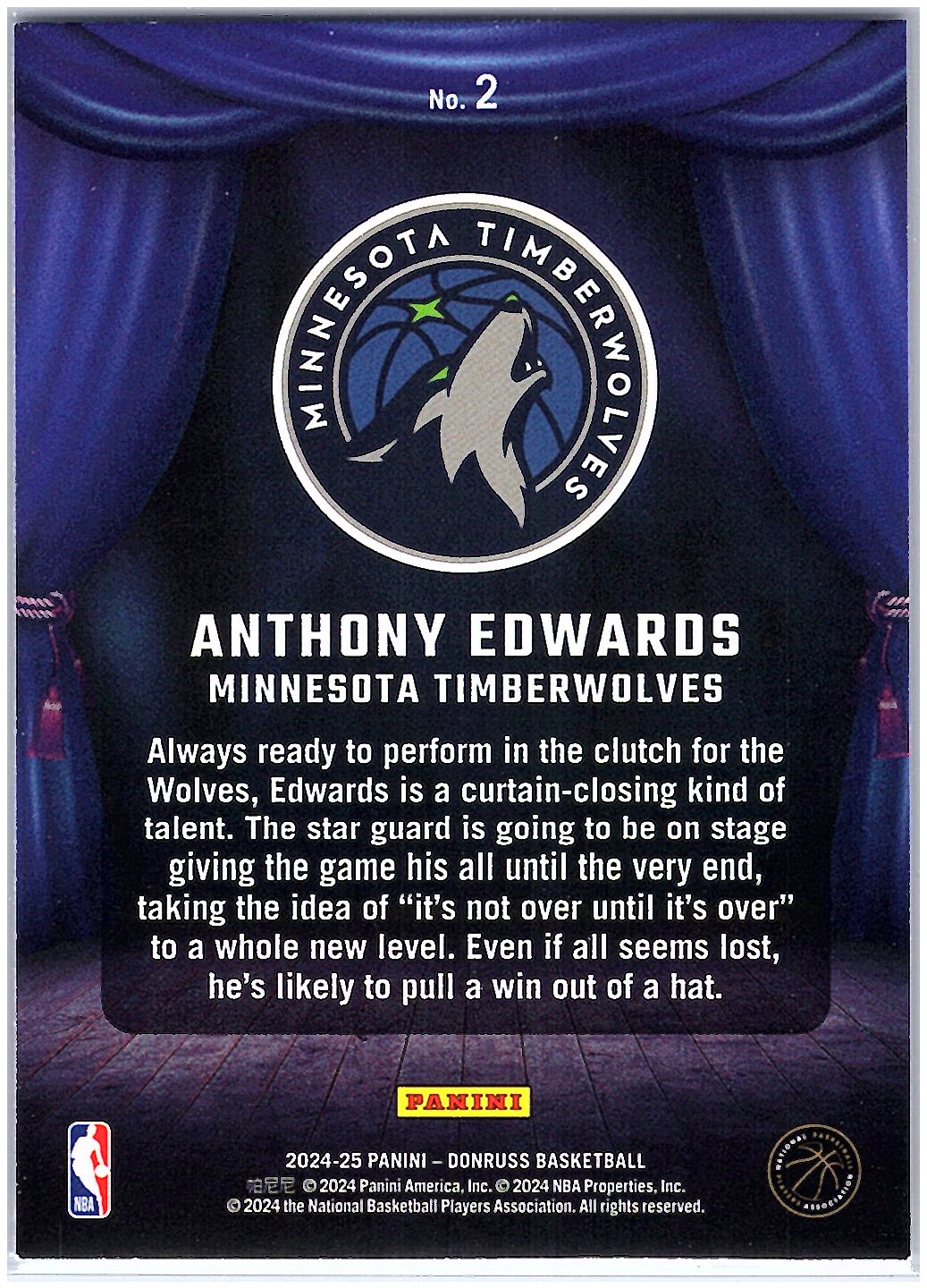 2024-25 Donruss #2 Anthony Edwards Magicians