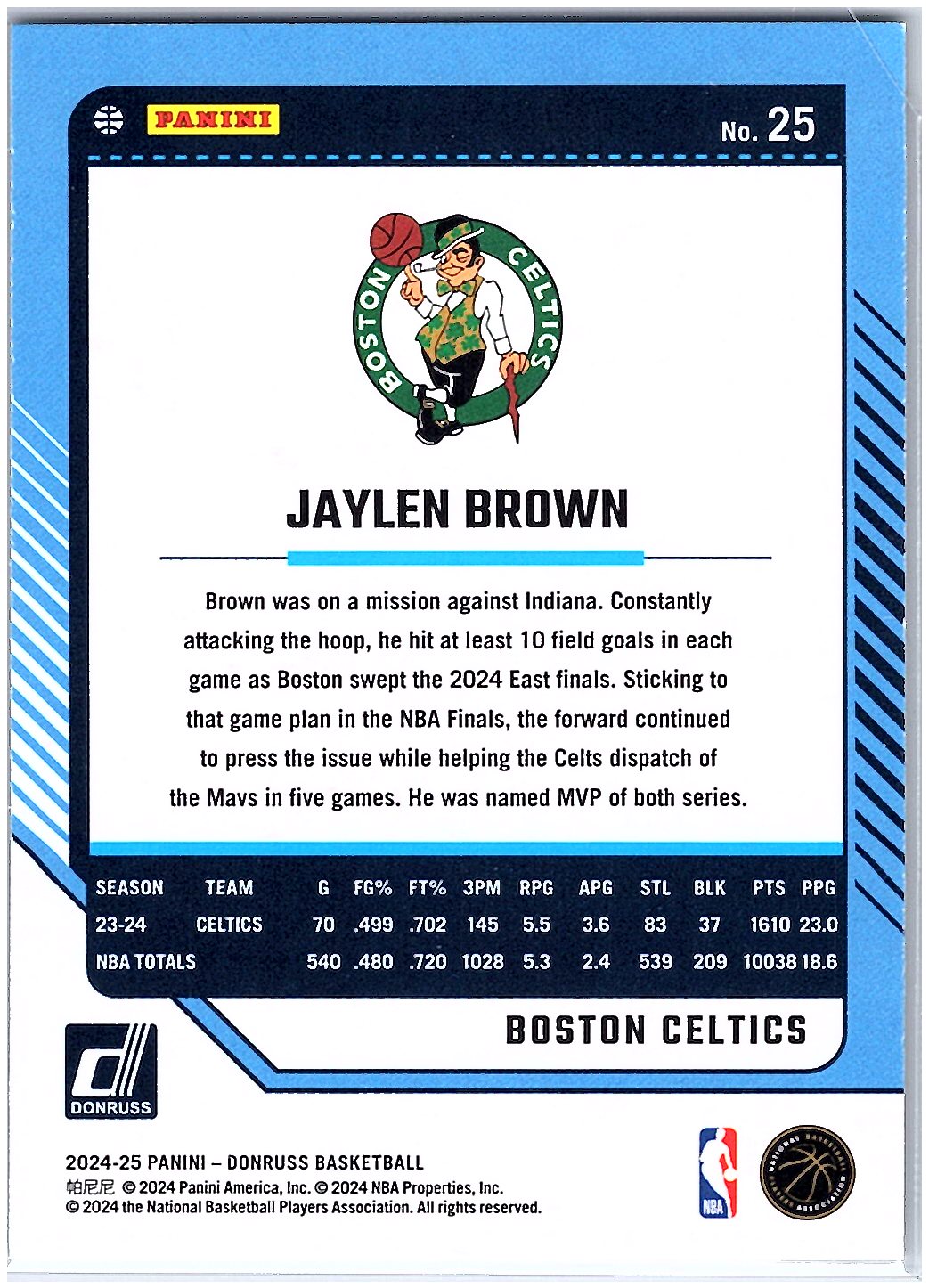2024-25 Donruss #25 Jaylen Brown Holo Green Laser