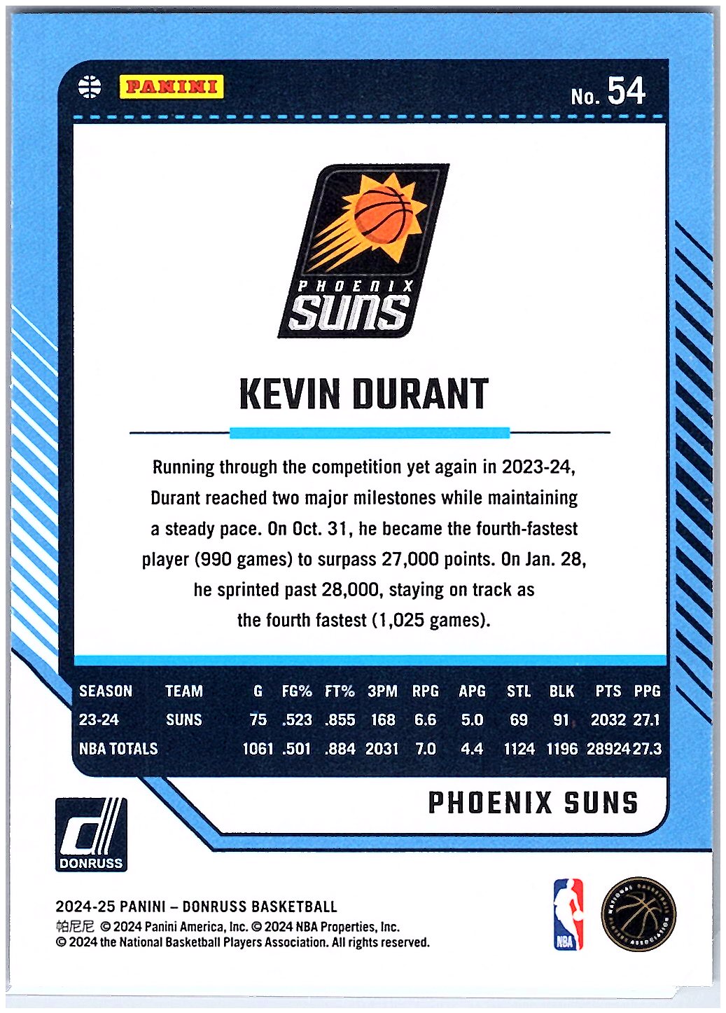 2024-25 Donruss #54 Kevin Durant Holo Green Laser