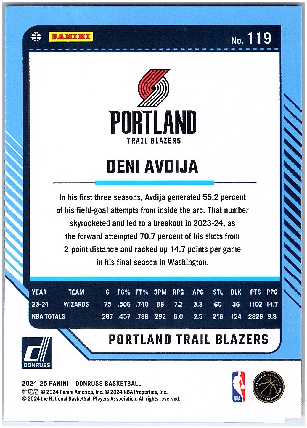 2024-25 Donruss #119 Deni Avdija Holo Green Laser
