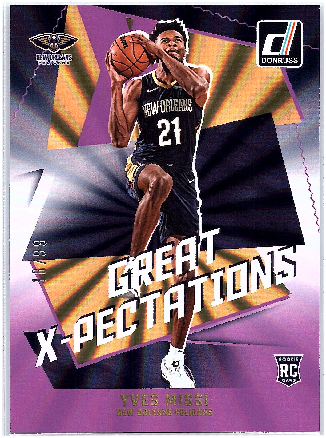 2024-25 Donruss #22 Yves Missi Great X-Pectations Holo Purple Laser #/99